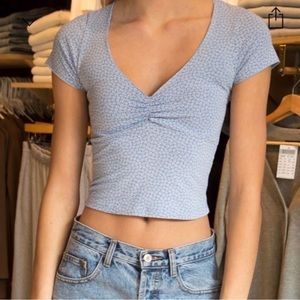 SOLD Brandy Melville Gina Light Blue Floral Short Sleeve Top